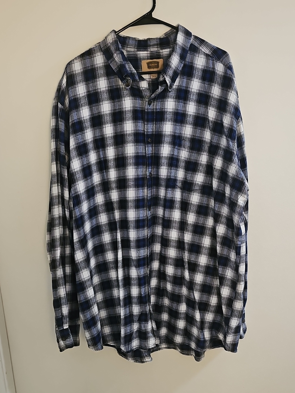 The Foundry Supply Co. Navy and White Plaid Button-Down Shirt